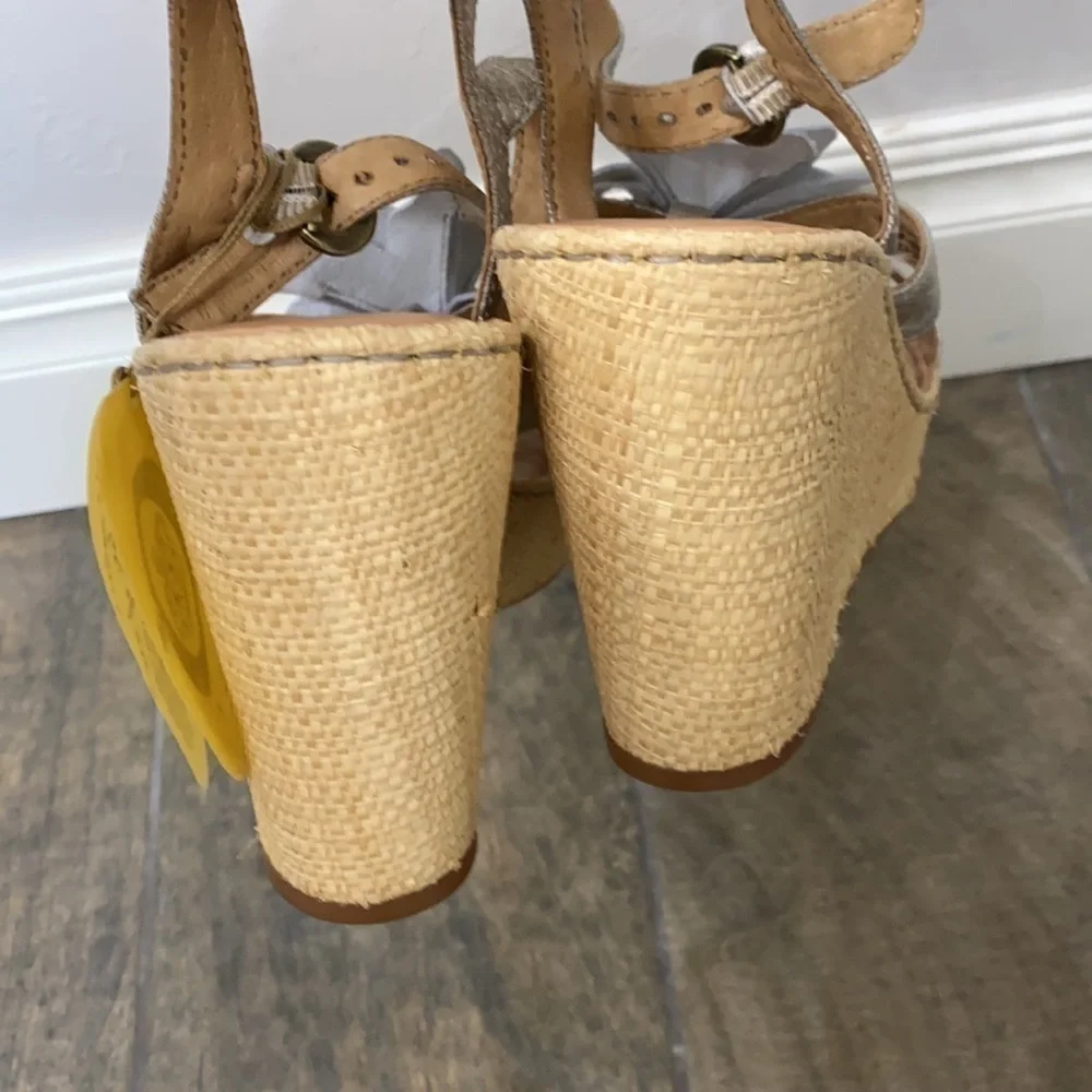 Born Metallic Gold Flower Wedge Sandals